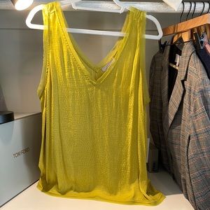 Nordstrom Chelsea 28 satin vibrant yellow-green blouse